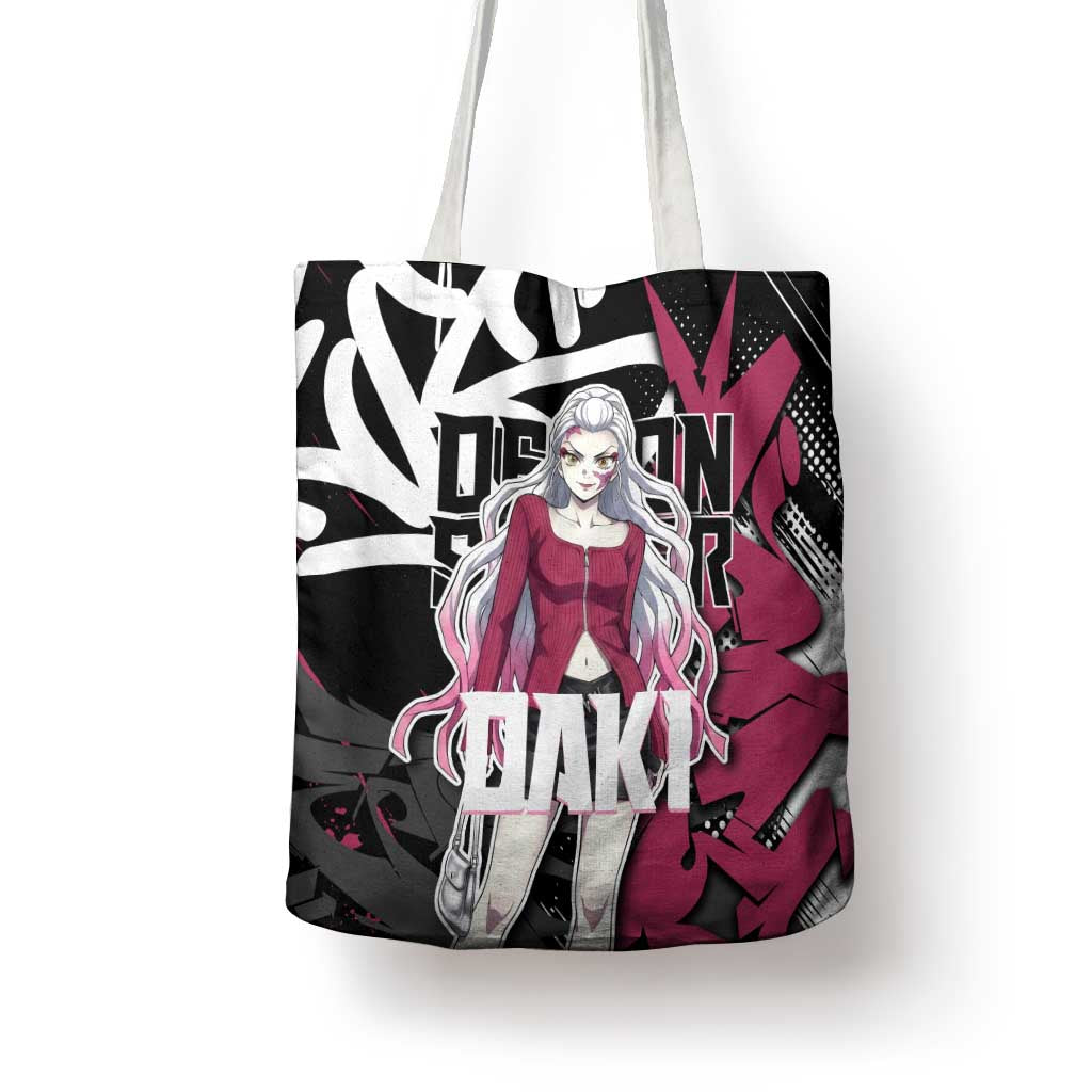 Daki Demon Slayer Tote Bag Pink Graffiti Anime Aesthetic