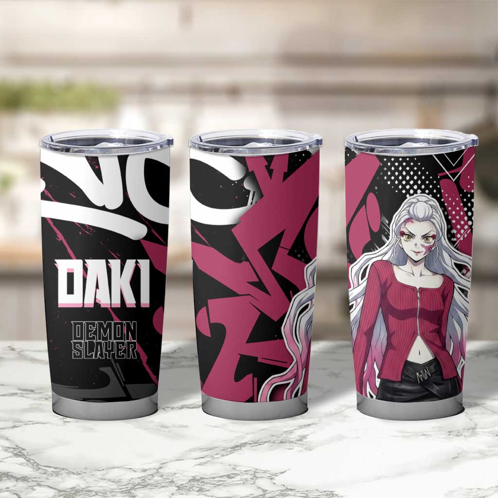 Daki Demon Slayer Tumbler Cup Pink Graffiti Anime Aesthetic