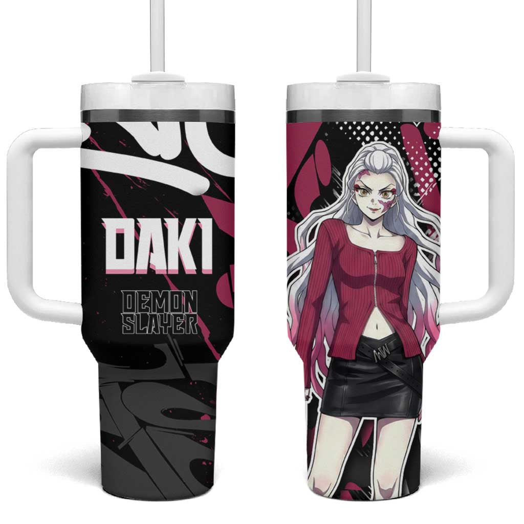Daki Demon Slayer Tumbler With Handle Pink Graffiti Anime Aesthetic