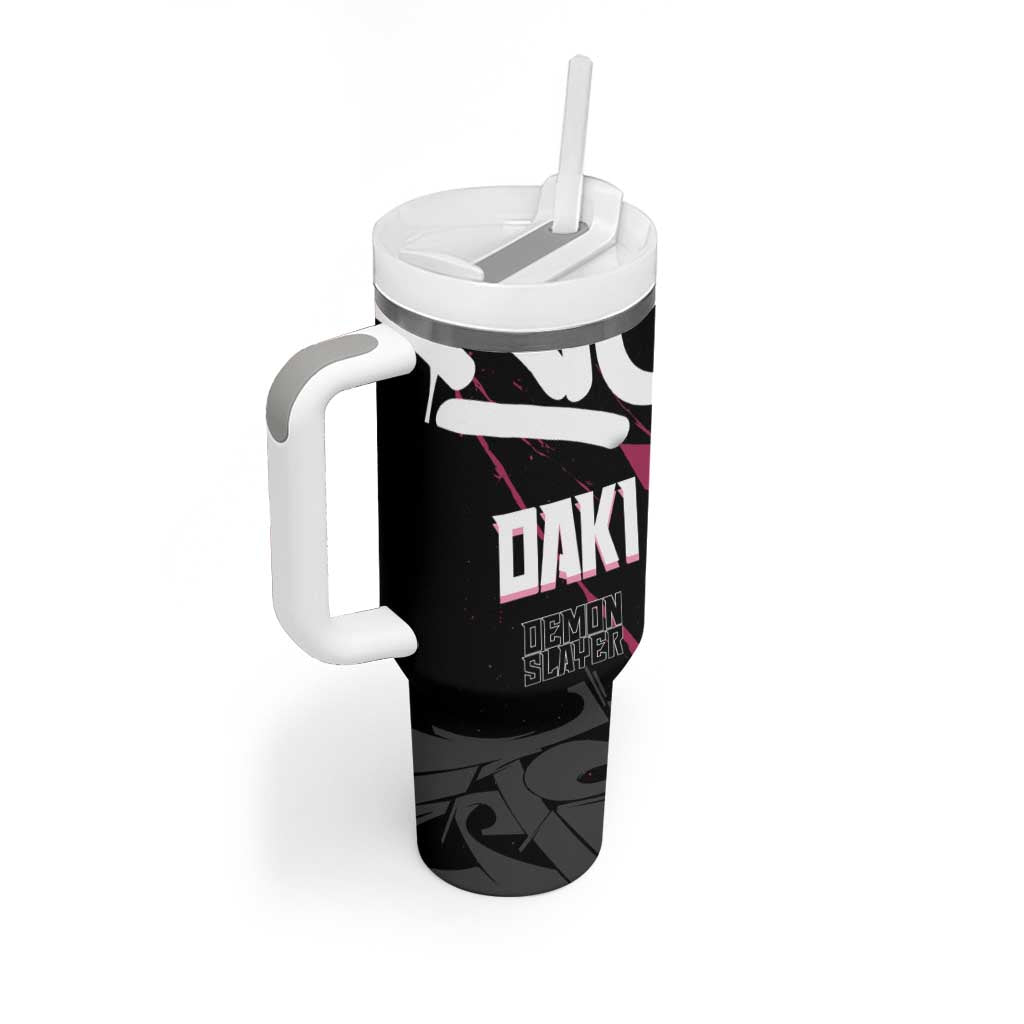 Daki Demon Slayer Tumbler With Handle Pink Graffiti Anime Aesthetic