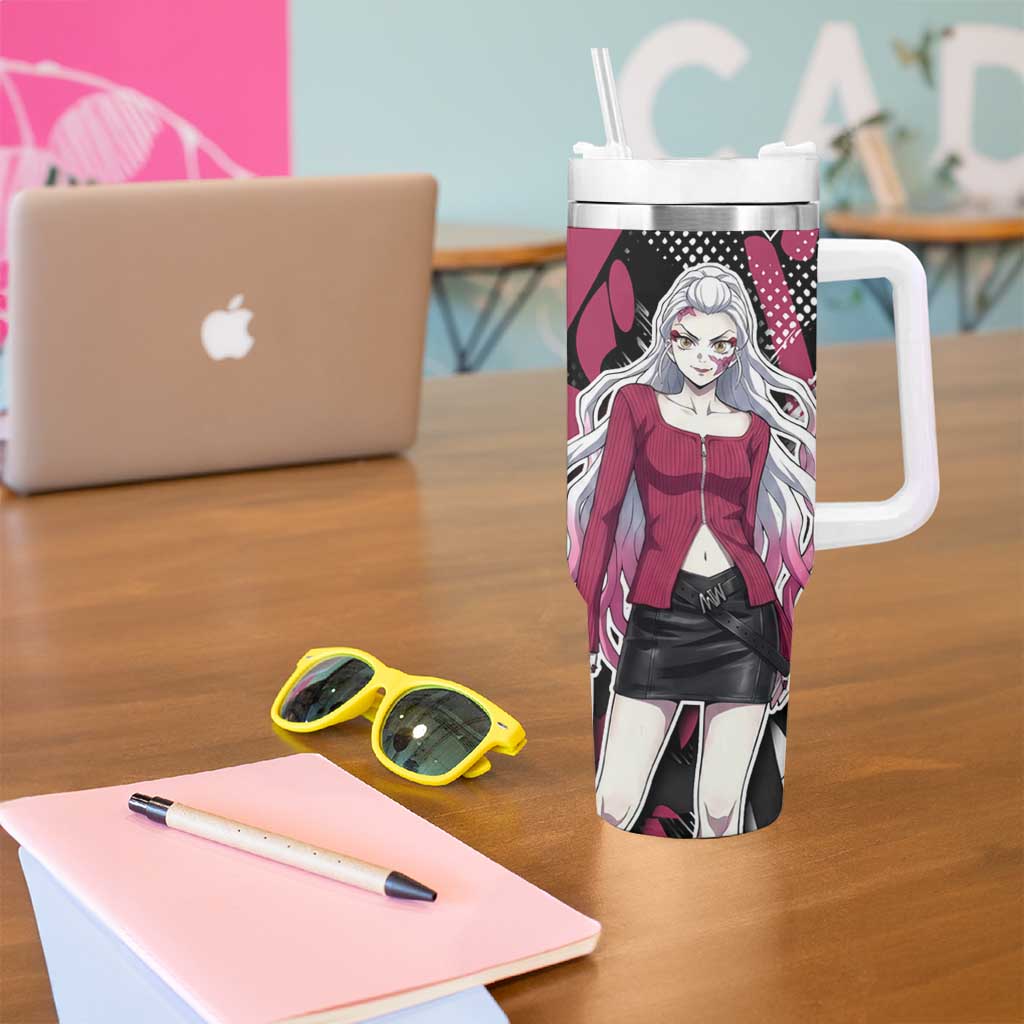Daki Demon Slayer Tumbler With Handle Pink Graffiti Anime Aesthetic
