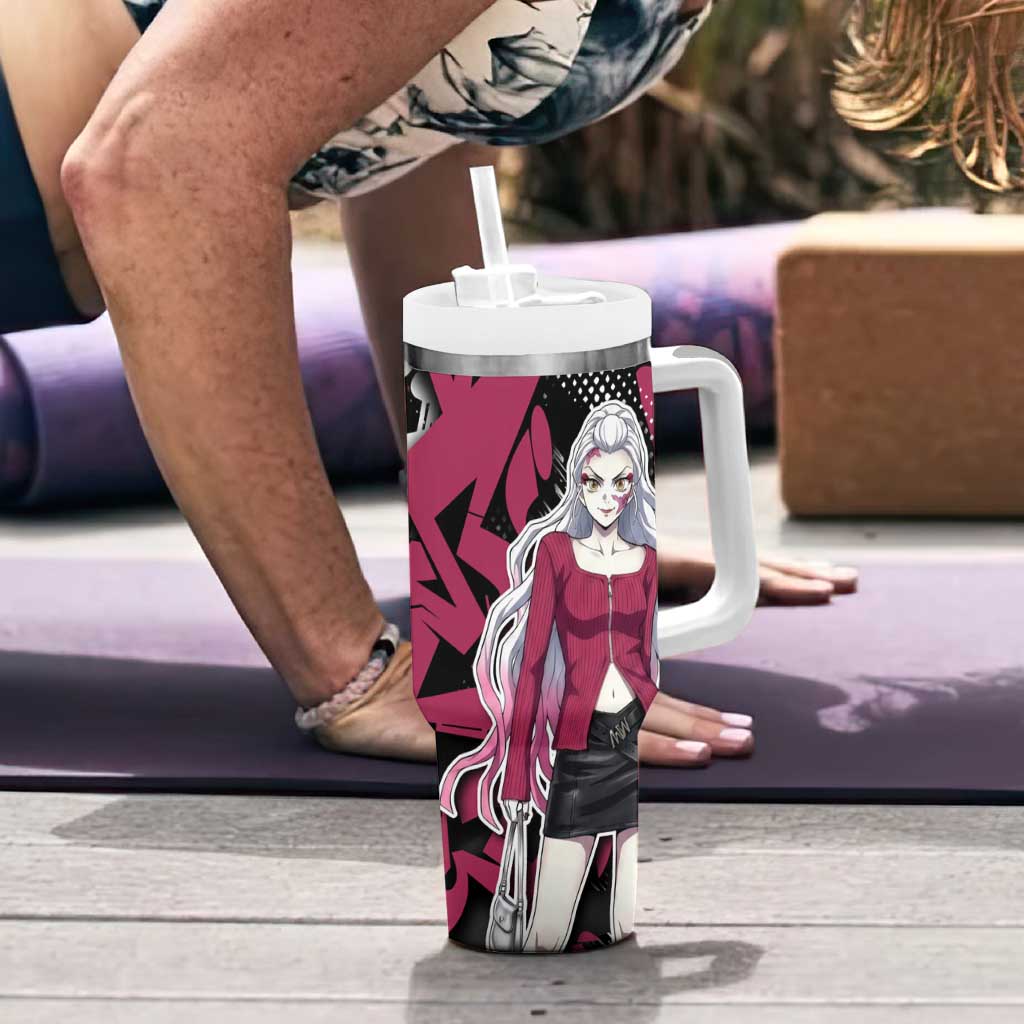 Daki Demon Slayer Tumbler With Handle Pink Graffiti Anime Aesthetic