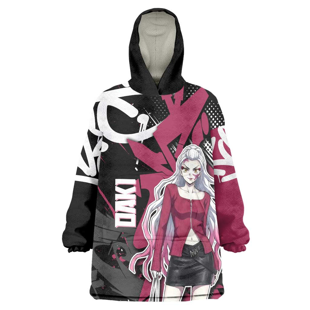 Daki Demon Slayer Wearable Blanket Hoodie Pink Graffiti Anime Aesthetic