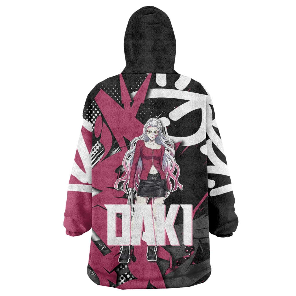 Daki Demon Slayer Wearable Blanket Hoodie Pink Graffiti Anime Aesthetic