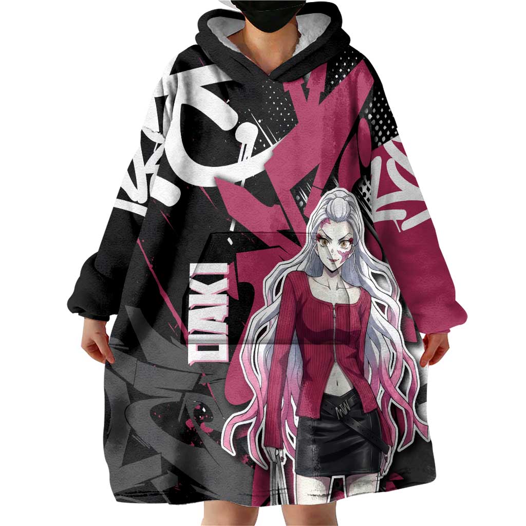 Daki Demon Slayer Wearable Blanket Hoodie Pink Graffiti Anime Aesthetic