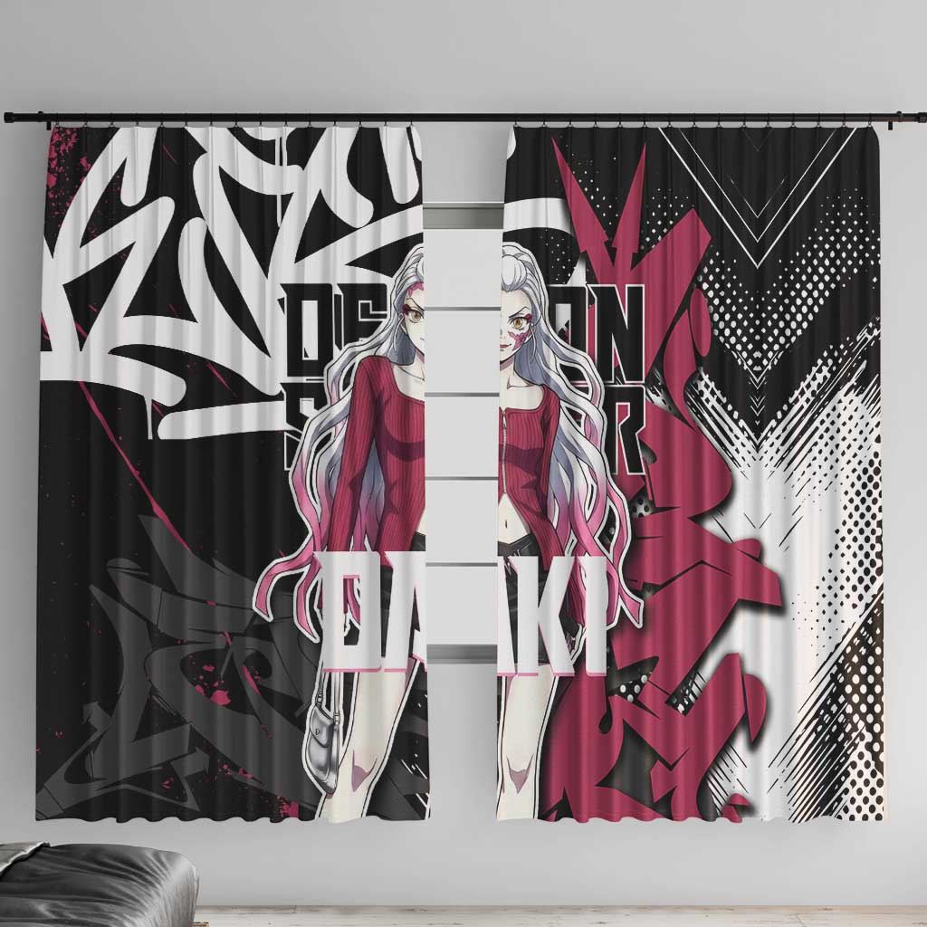 Daki Demon Slayer Window Curtain Pink Graffiti Anime Aesthetic