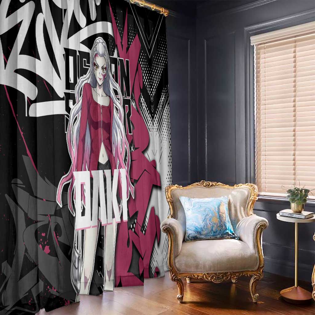 Daki Demon Slayer Window Curtain Pink Graffiti Anime Aesthetic