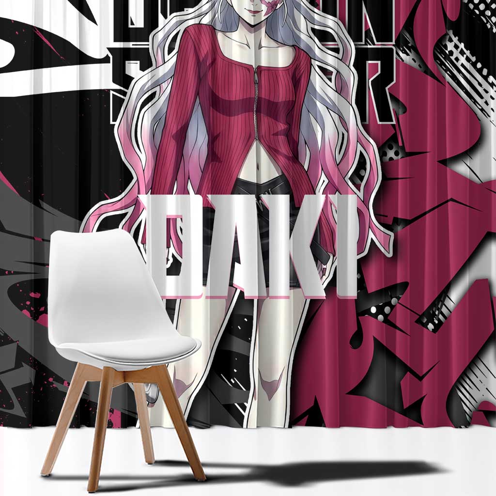Daki Demon Slayer Window Curtain Pink Graffiti Anime Aesthetic