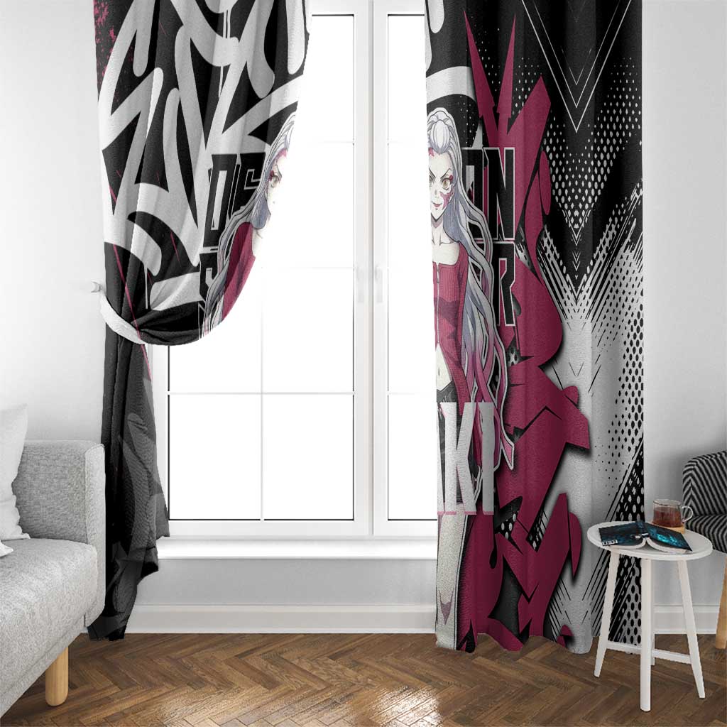 Daki Demon Slayer Window Curtain Pink Graffiti Anime Aesthetic