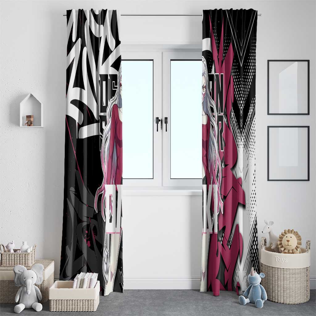 Daki Demon Slayer Window Curtain Pink Graffiti Anime Aesthetic