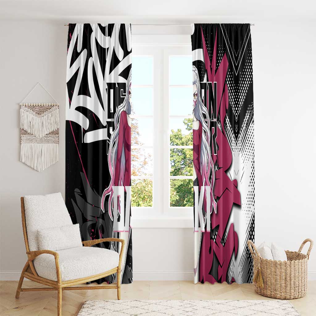 Daki Demon Slayer Window Curtain Pink Graffiti Anime Aesthetic