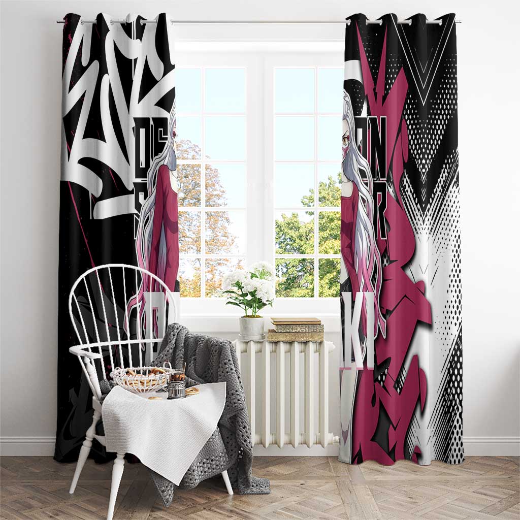 Daki Demon Slayer Window Curtain Pink Graffiti Anime Aesthetic