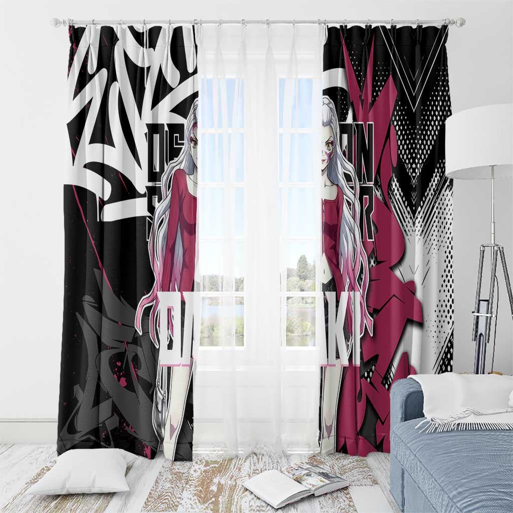Daki Demon Slayer Window Curtain Pink Graffiti Anime Aesthetic