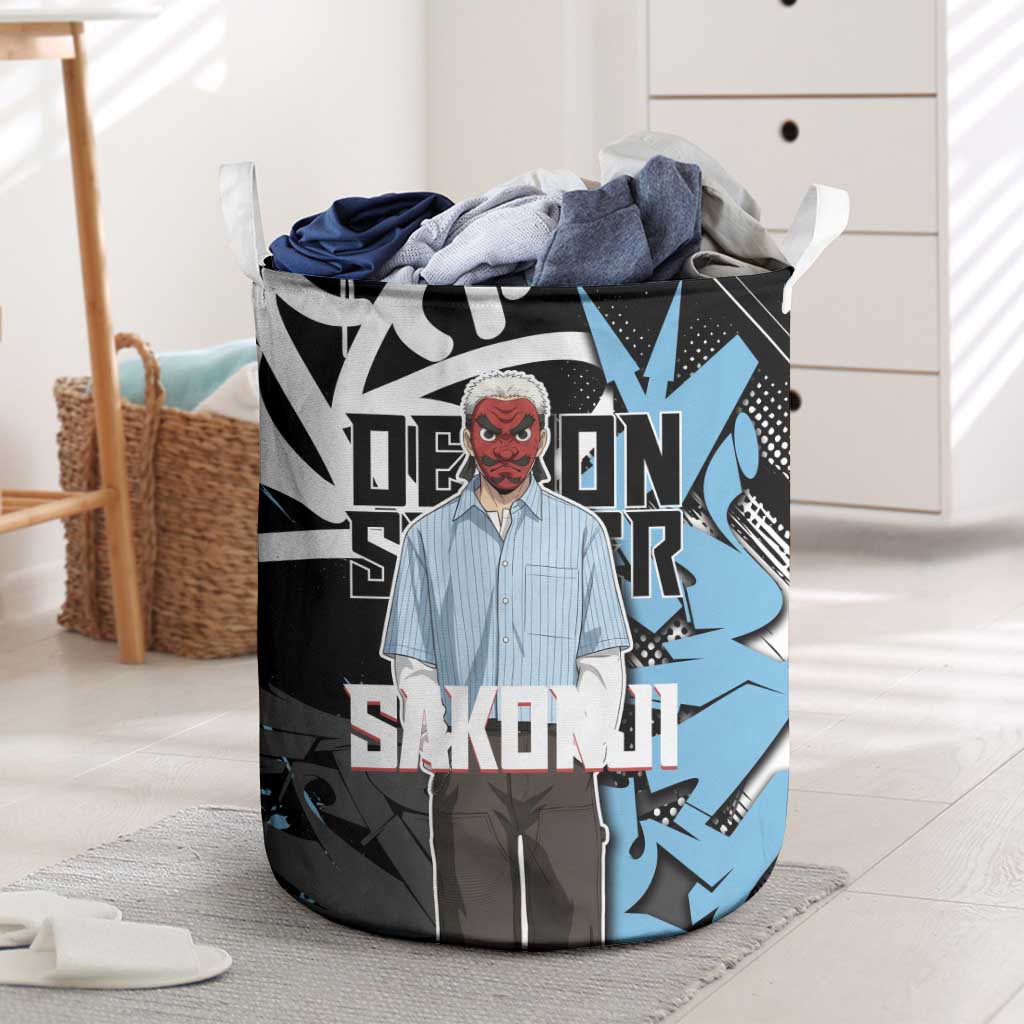 Sakonji Demon Slayer Laundry Basket Blue Graffiti Anime Style