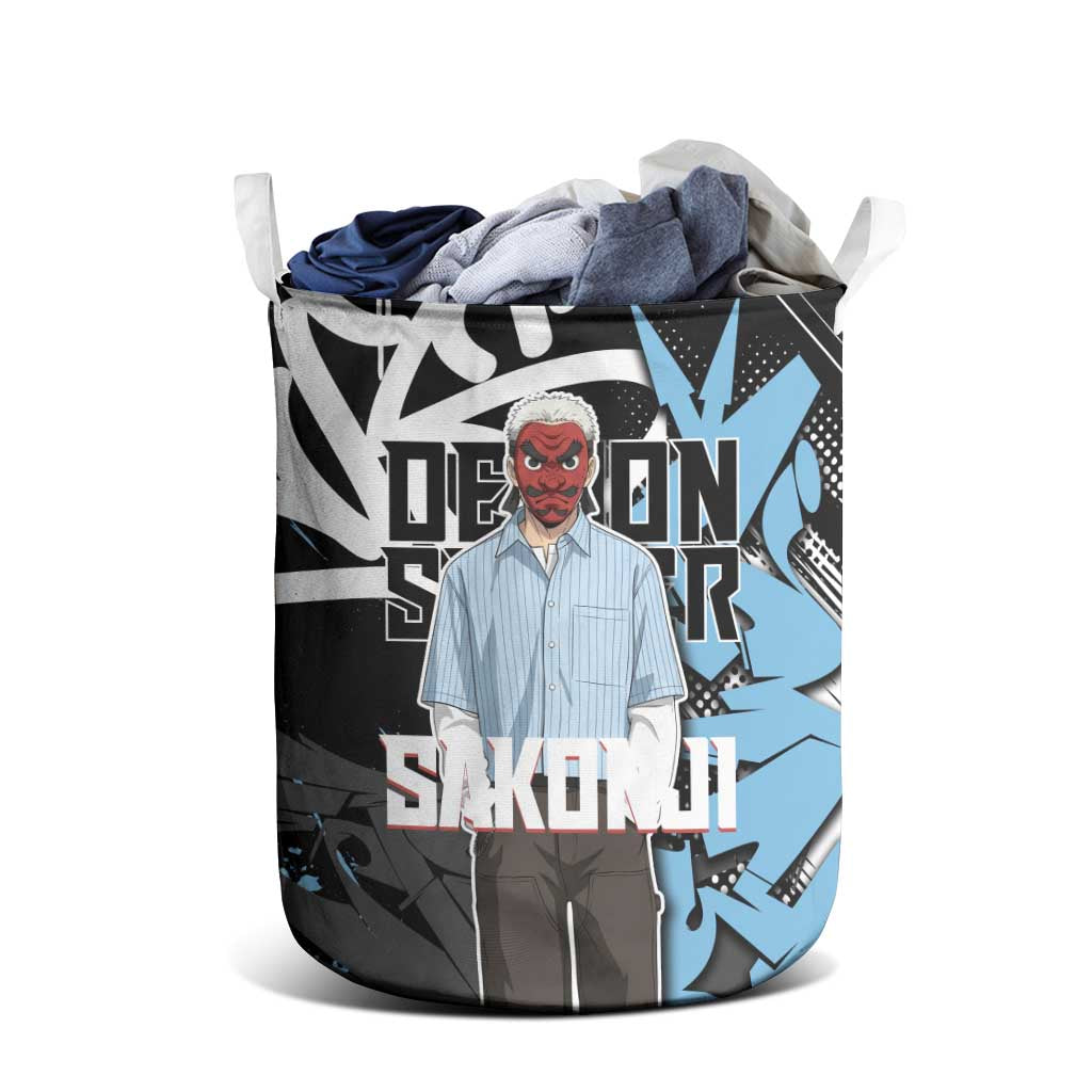 Sakonji Demon Slayer Laundry Basket Blue Graffiti Anime Style