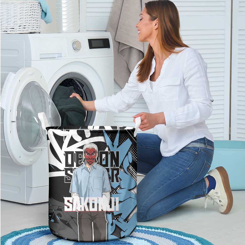 Sakonji Demon Slayer Laundry Basket Blue Graffiti Anime Style