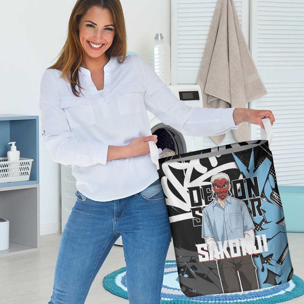 Sakonji Demon Slayer Laundry Basket Blue Graffiti Anime Style