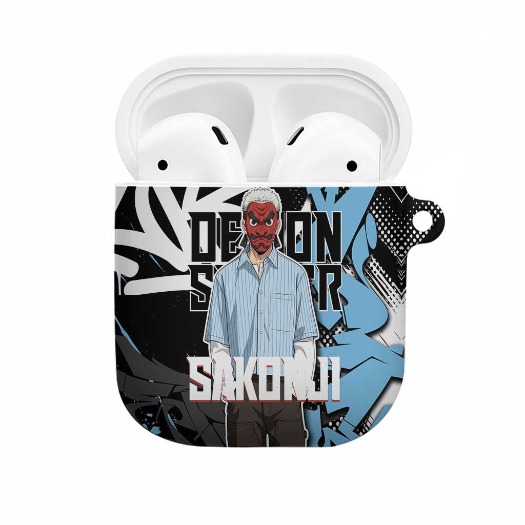 Sakonji Demon Slayer AirPods Case Blue Graffiti Anime Style