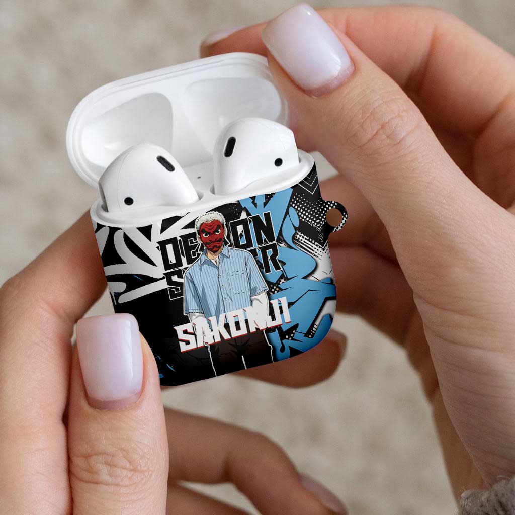 Sakonji Demon Slayer AirPods Case Blue Graffiti Anime Style