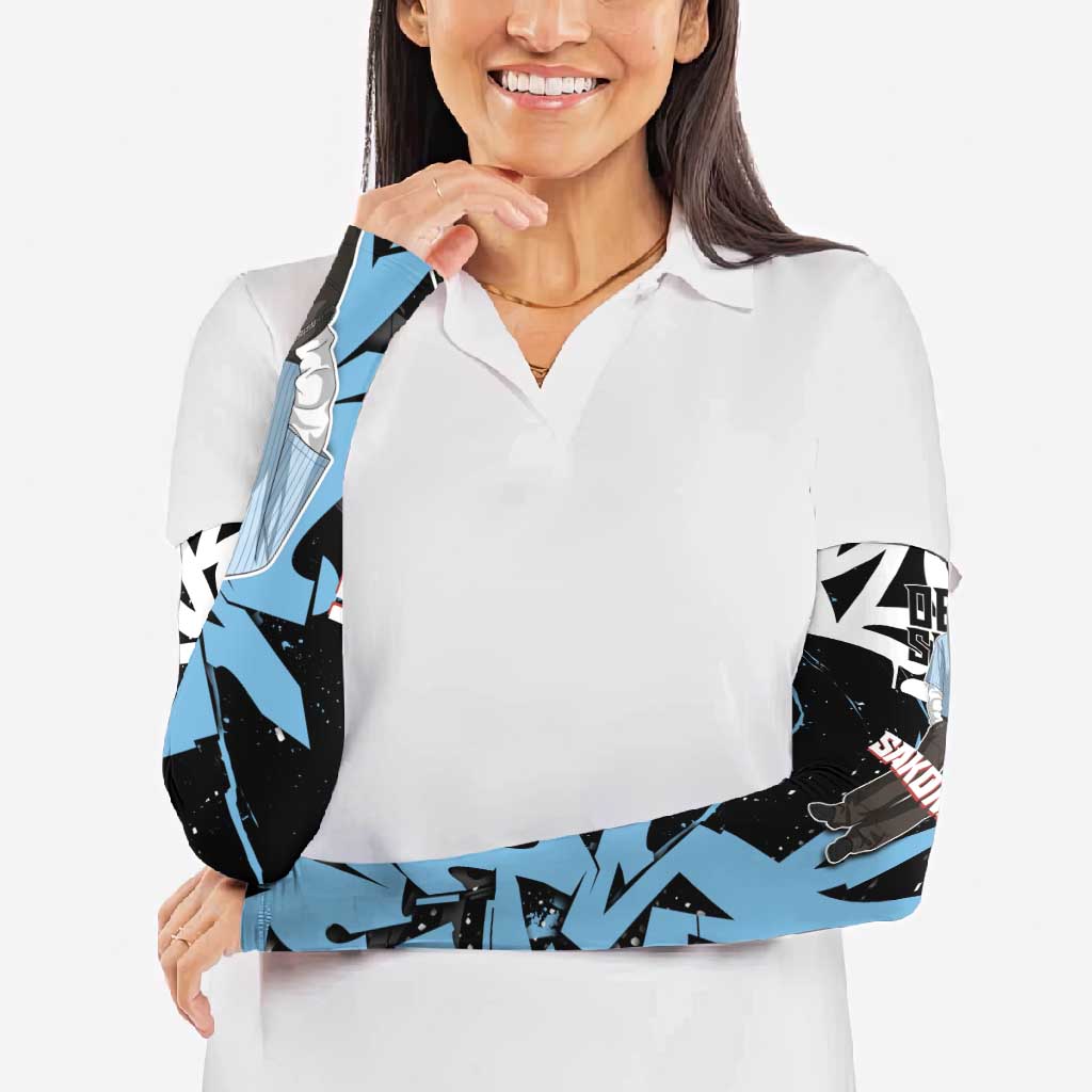 Sakonji Demon Slayer Arm Sleeves Blue Graffiti Anime Style