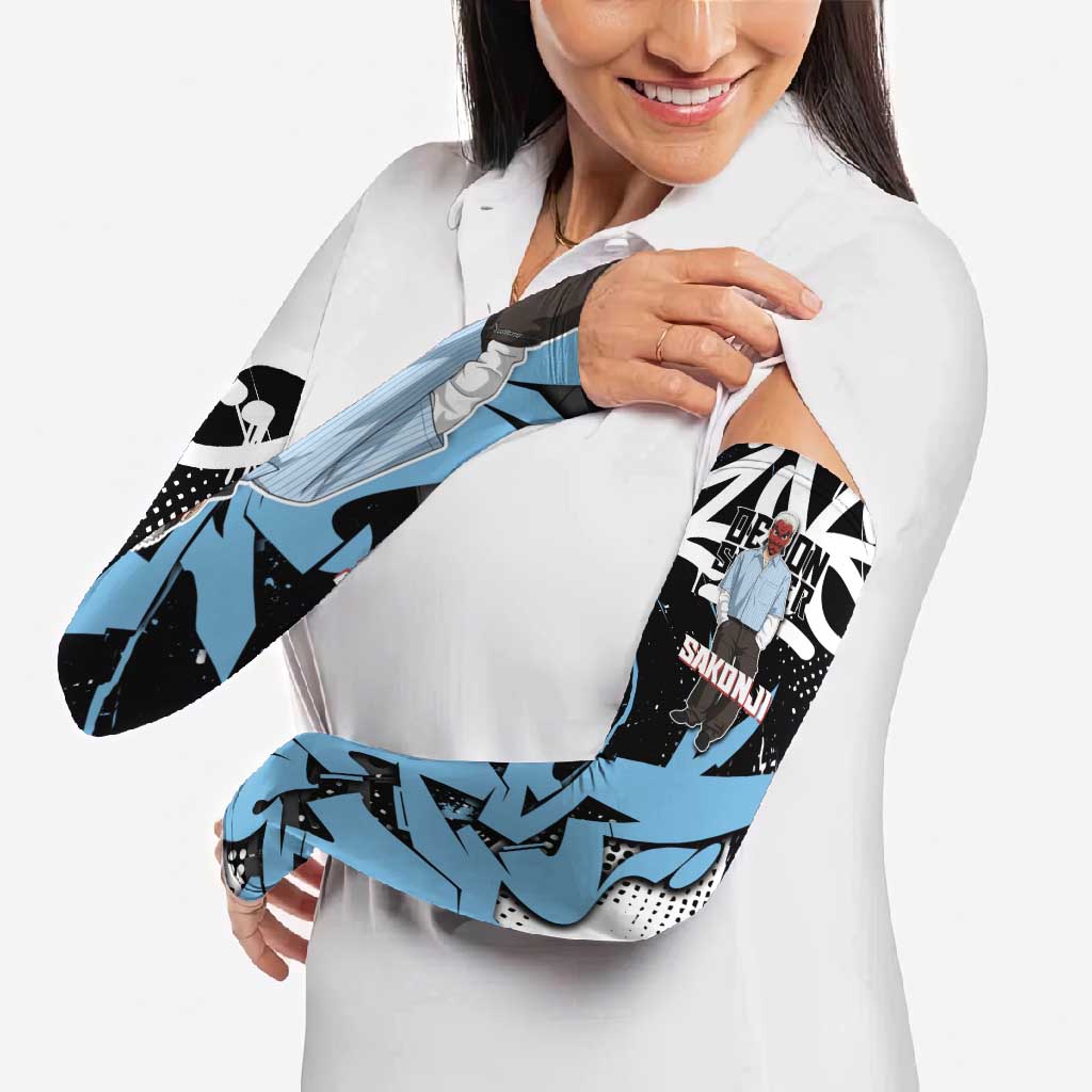 Sakonji Demon Slayer Arm Sleeves Blue Graffiti Anime Style
