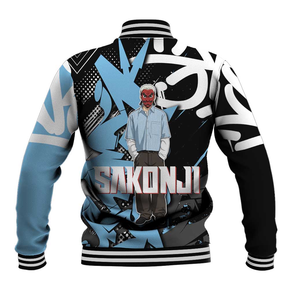 Sakonji Demon Slayer Baseball Jacket Blue Graffiti Anime Style