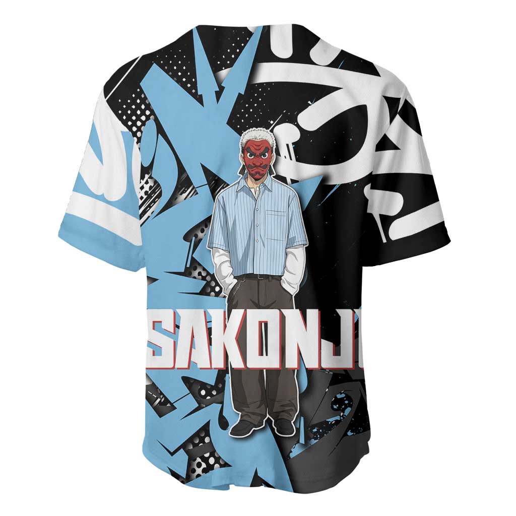 Sakonji Demon Slayer Baseball Jersey Blue Graffiti Anime Style