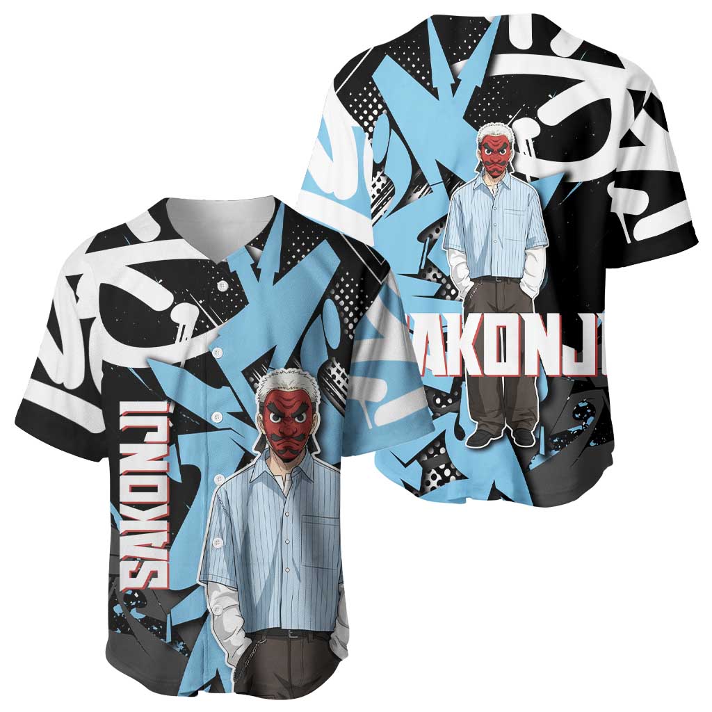 Sakonji Demon Slayer Baseball Jersey Blue Graffiti Anime Style