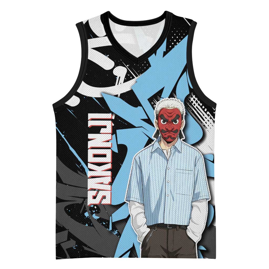 Sakonji Demon Slayer Basketball Jersey Blue Graffiti Anime Style