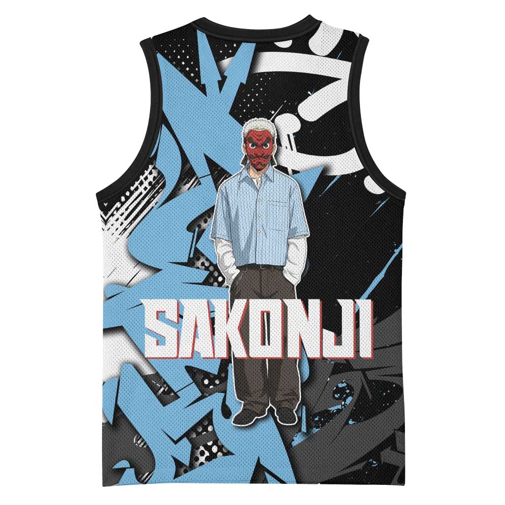 Sakonji Demon Slayer Basketball Jersey Blue Graffiti Anime Style
