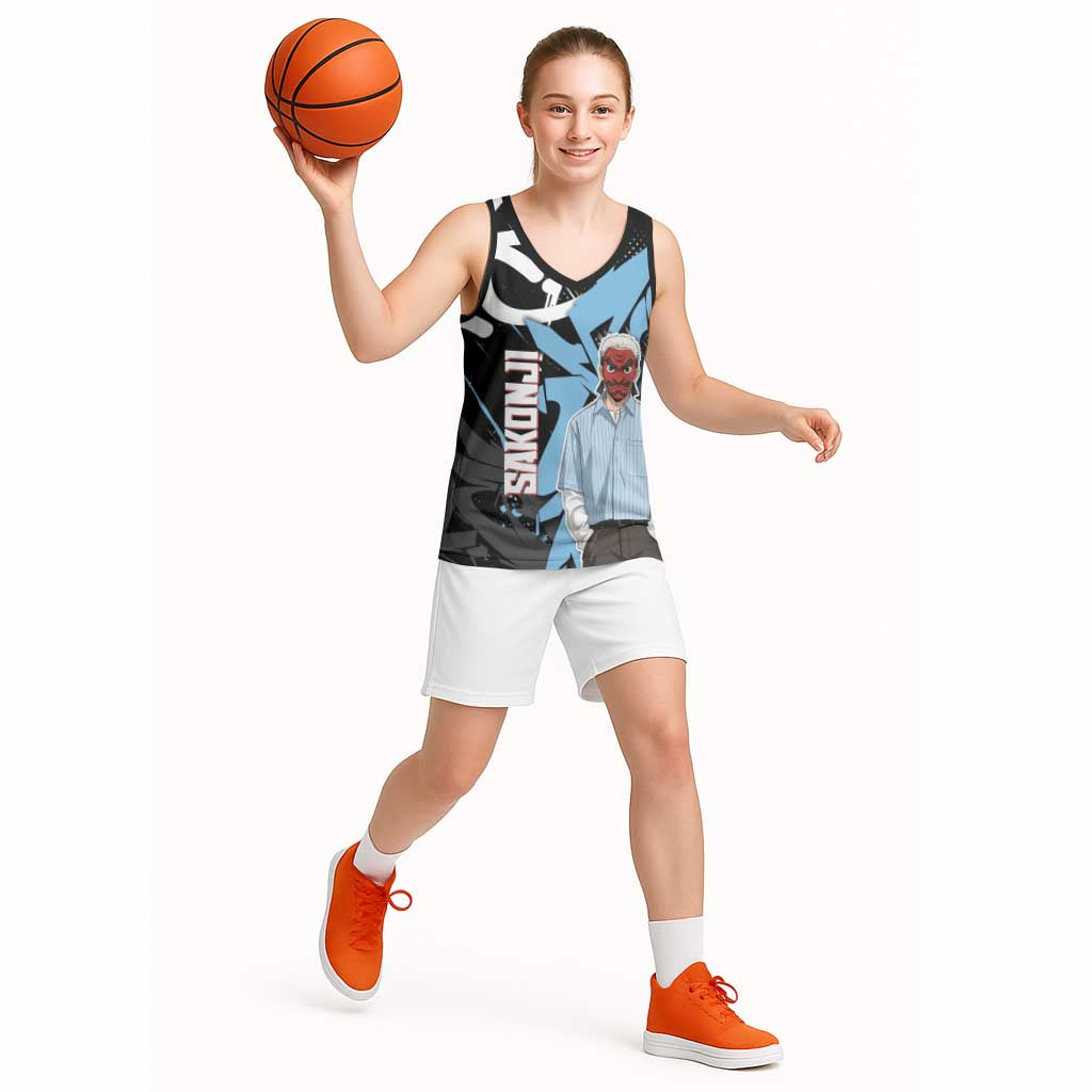 Sakonji Demon Slayer Basketball Jersey Blue Graffiti Anime Style