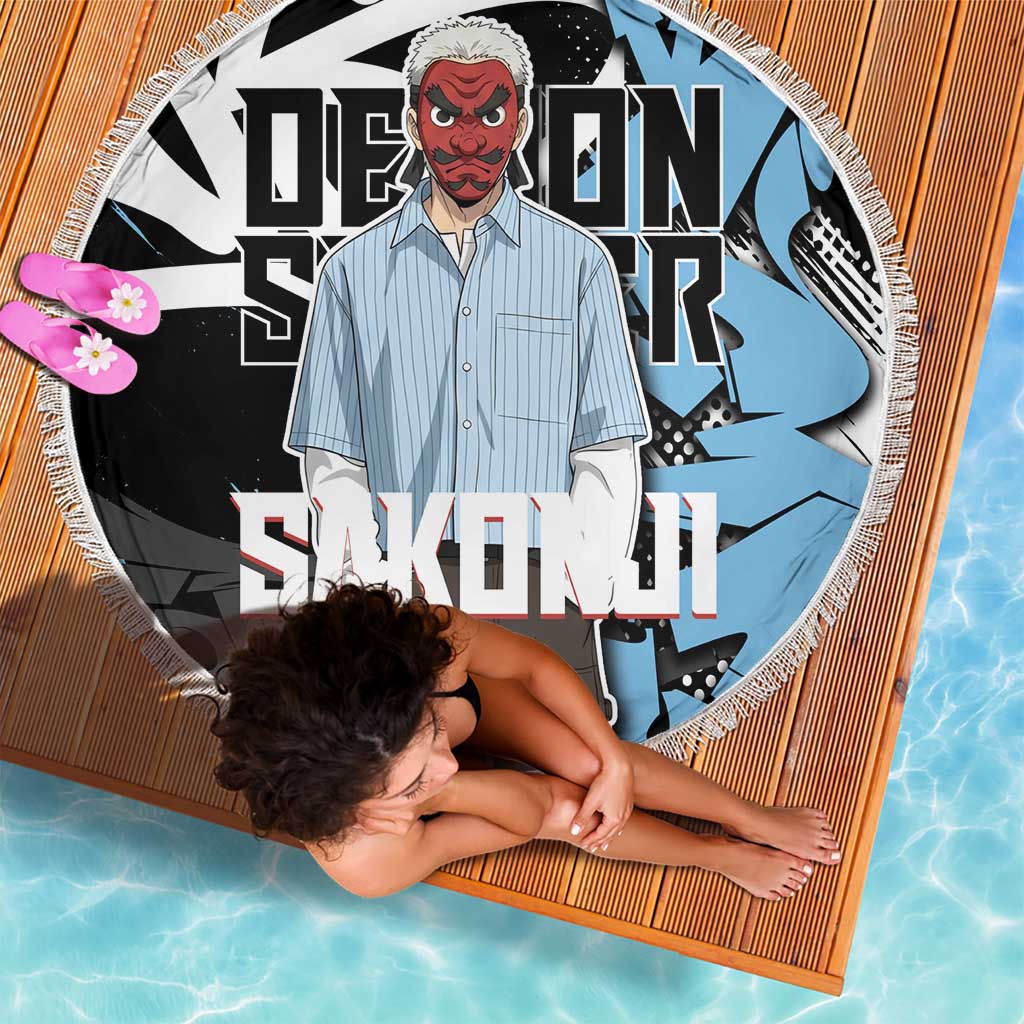 Sakonji Demon Slayer Beach Blanket Blue Graffiti Anime Style