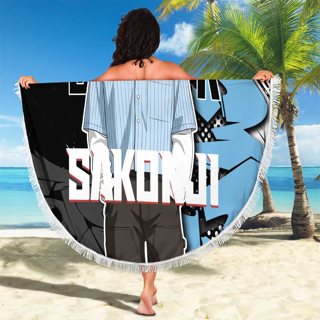 Sakonji Demon Slayer Beach Blanket Blue Graffiti Anime Style