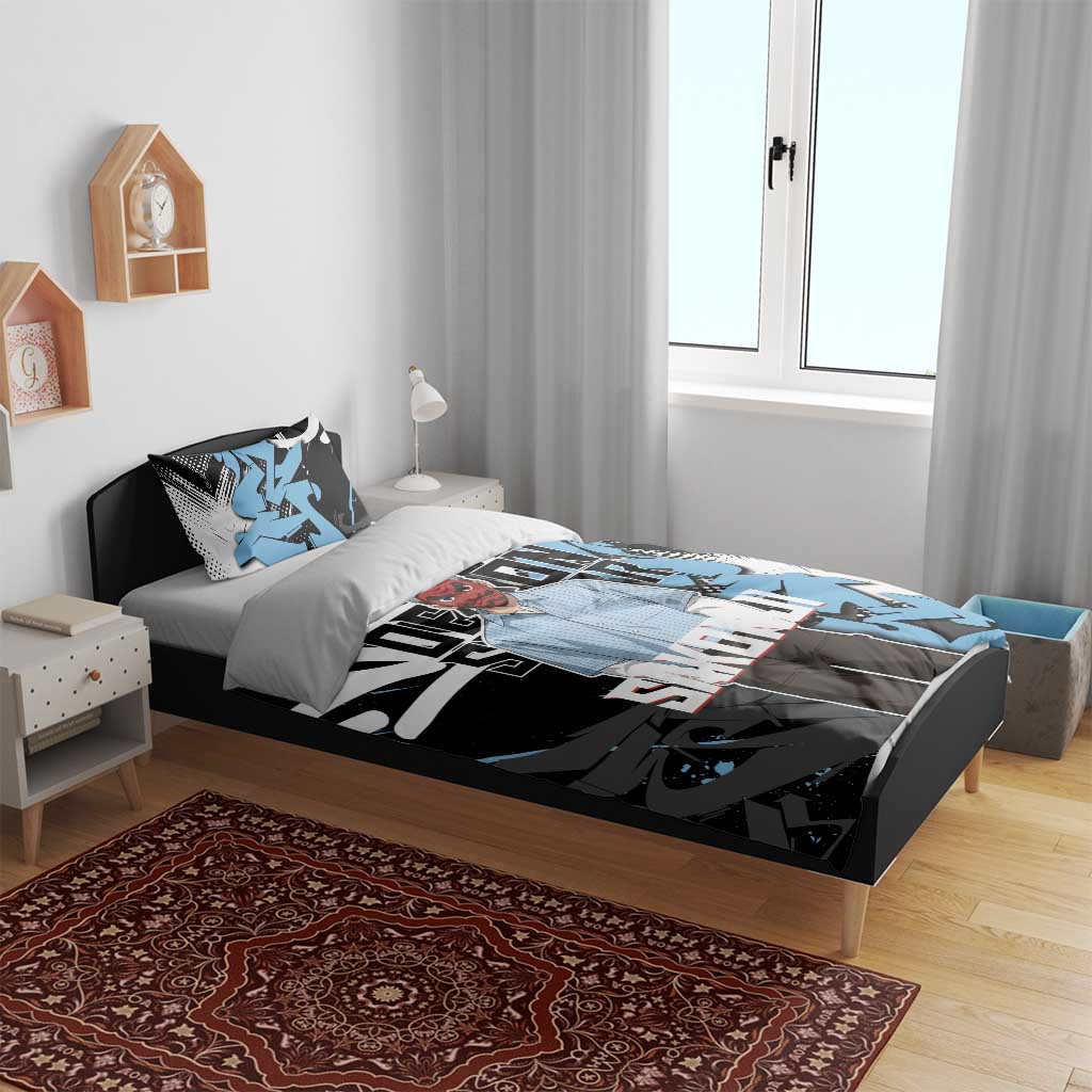 Sakonji Demon Slayer Bedding Set Blue Graffiti Anime Style