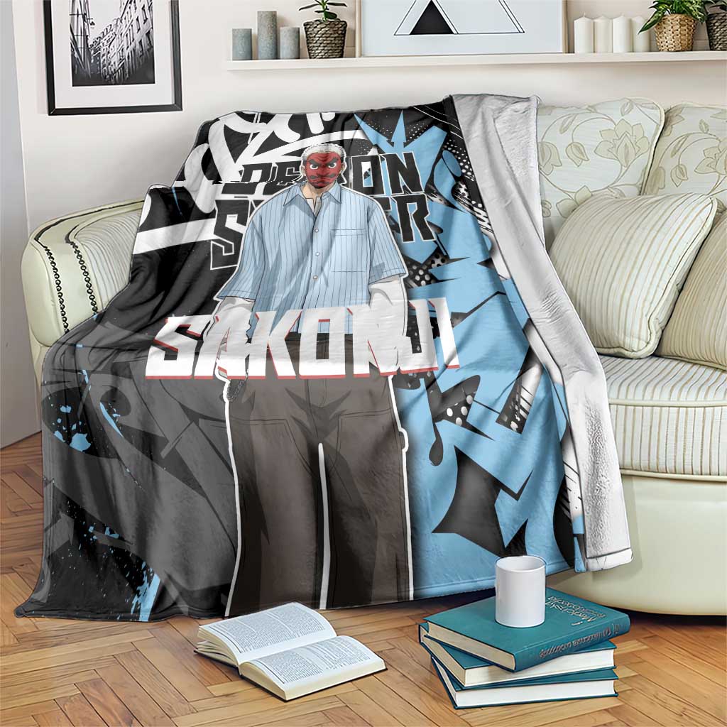 Sakonji Demon Slayer Blanket Blue Graffiti Anime Style