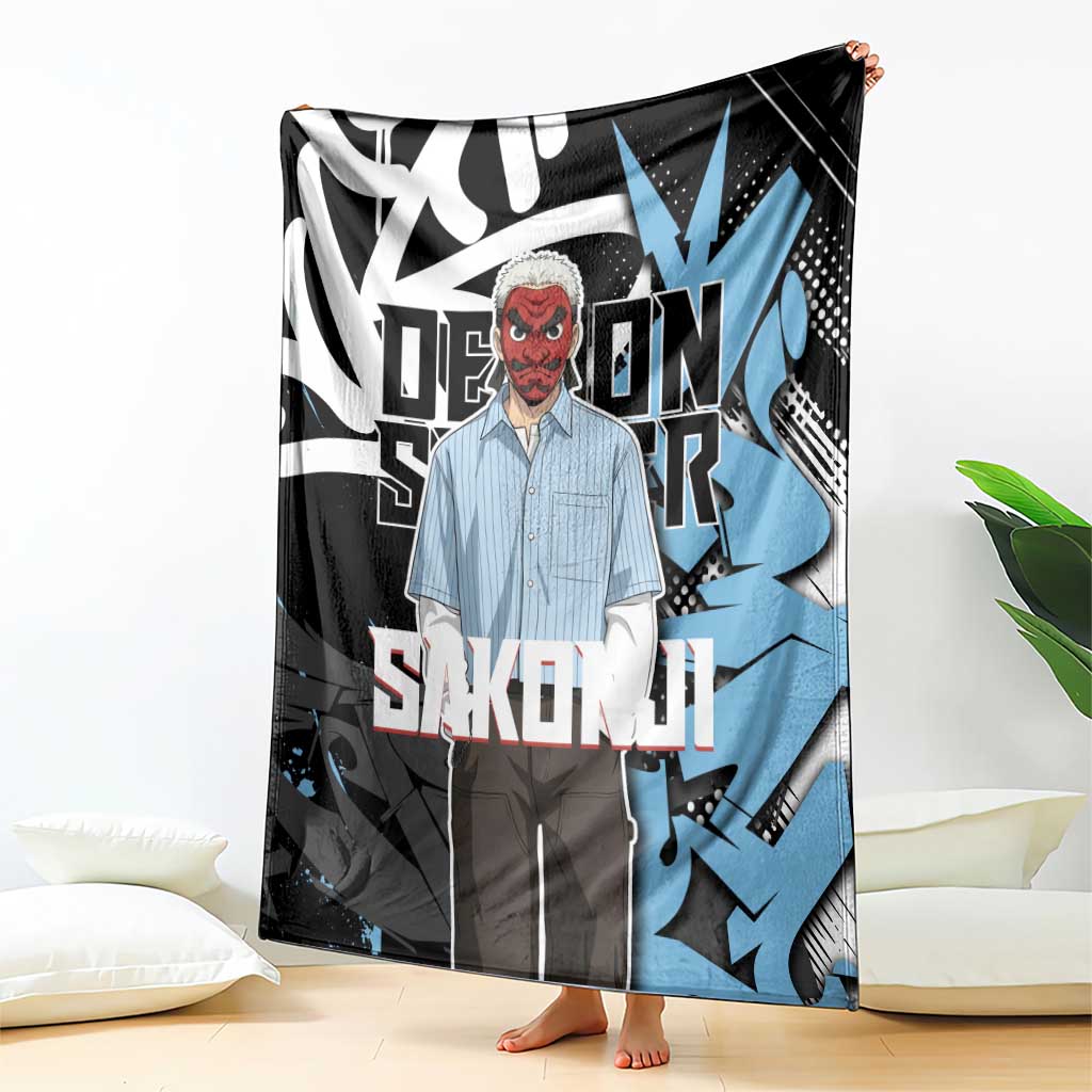 Sakonji Demon Slayer Blanket Blue Graffiti Anime Style