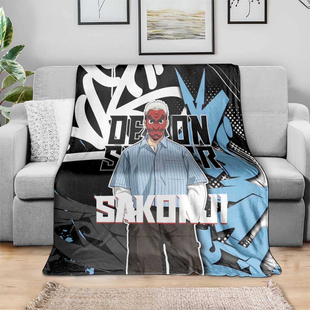 Sakonji Demon Slayer Blanket Blue Graffiti Anime Style