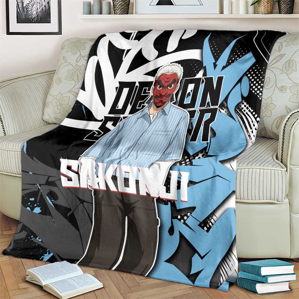 Sakonji Demon Slayer Blanket Blue Graffiti Anime Style