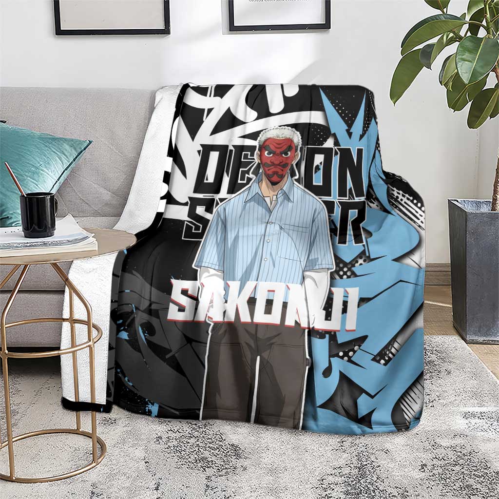 Sakonji Demon Slayer Blanket Blue Graffiti Anime Style