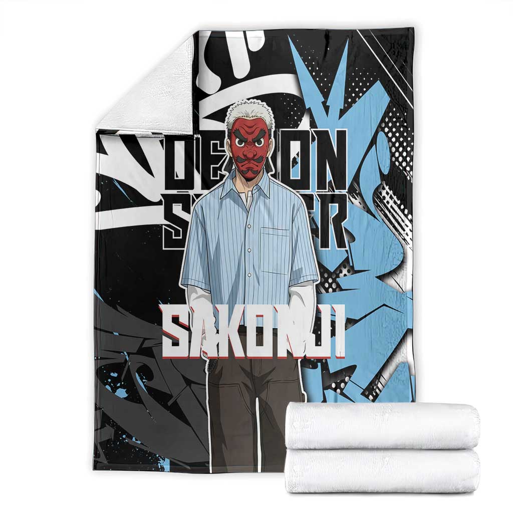 Sakonji Demon Slayer Blanket Blue Graffiti Anime Style