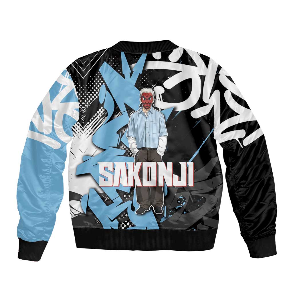 Sakonji Demon Slayer Bomber Jacket Blue Graffiti Anime Style