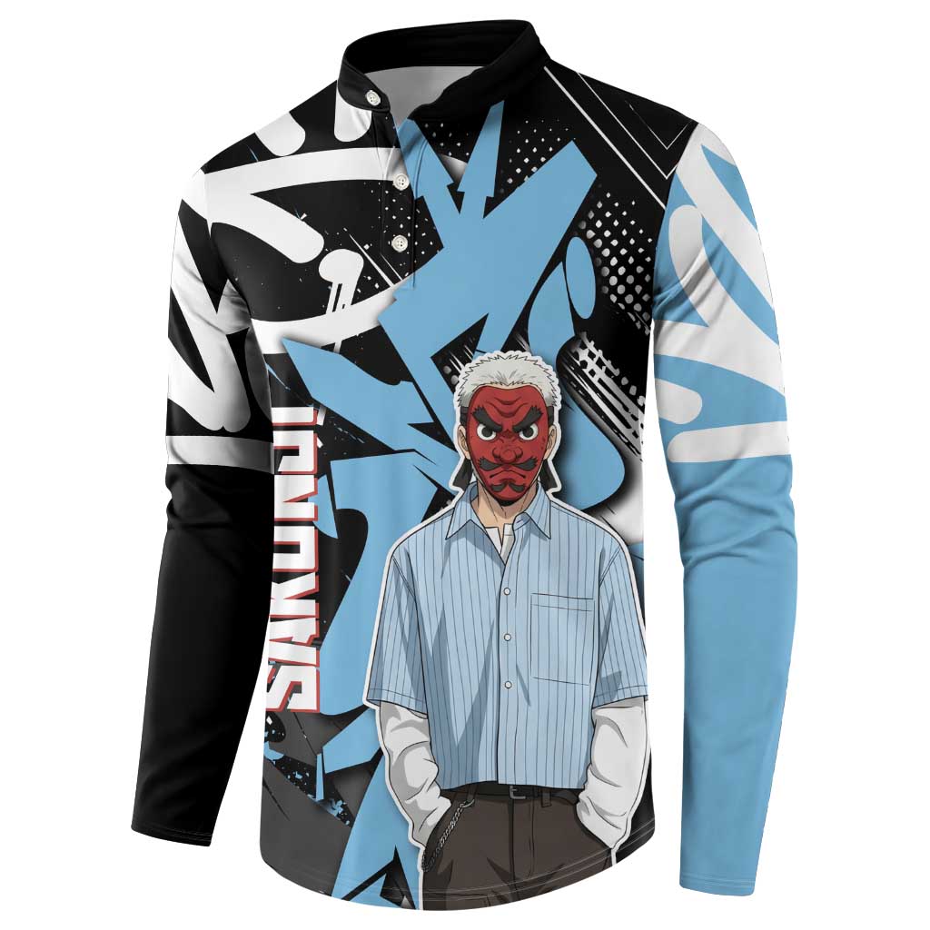 Sakonji Demon Slayer Button Sweatshirt Blue Graffiti Anime Style