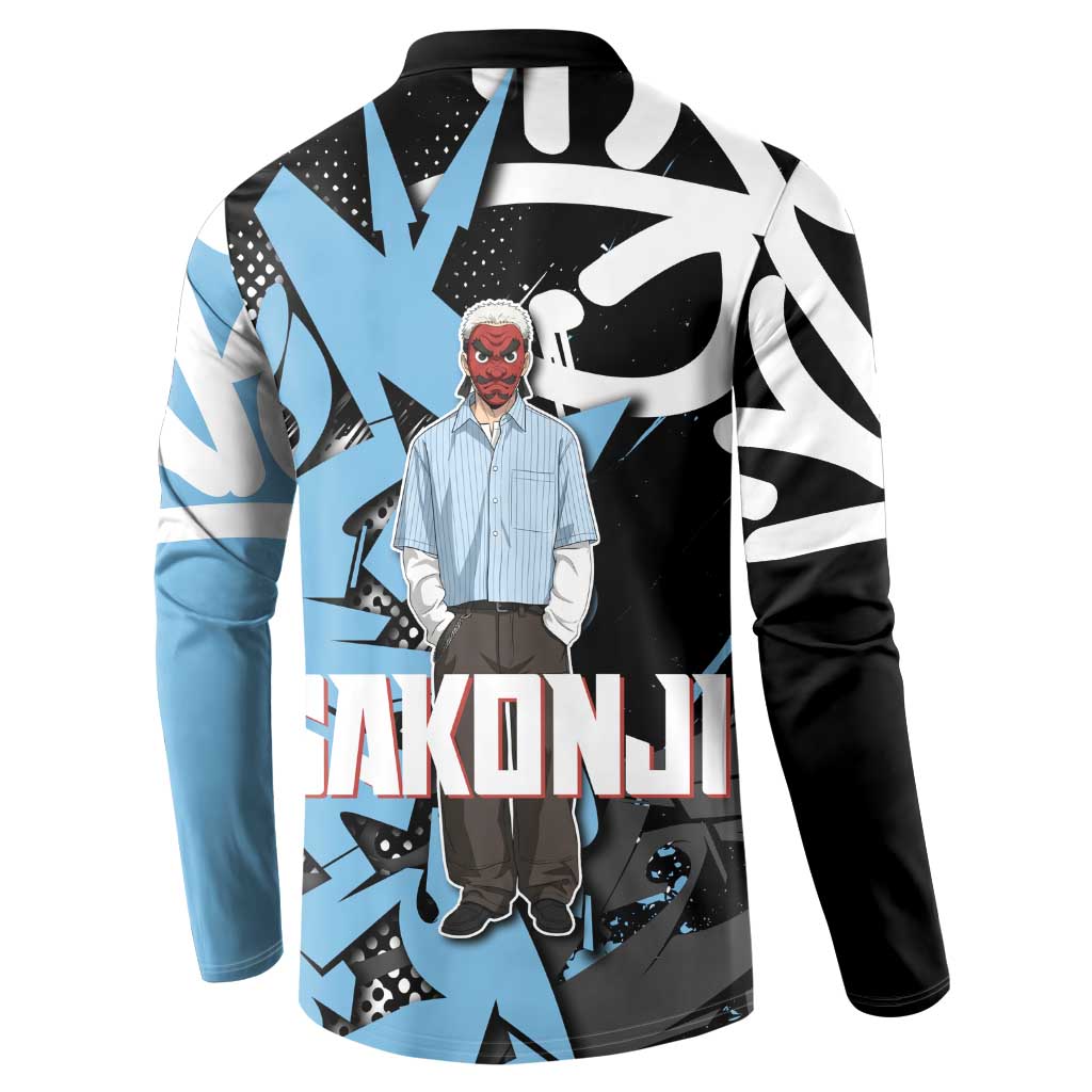 Sakonji Demon Slayer Button Sweatshirt Blue Graffiti Anime Style