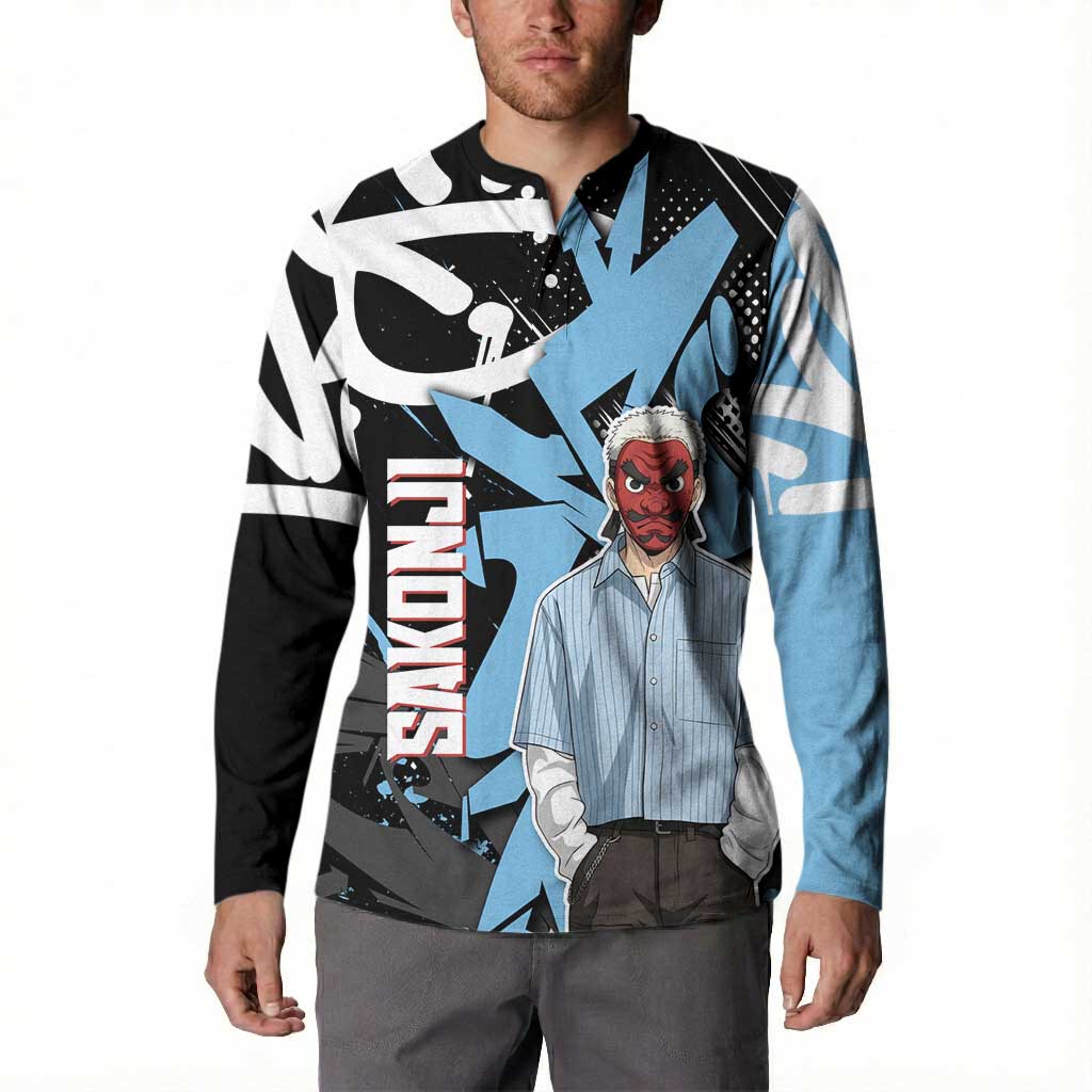 Sakonji Demon Slayer Button Sweatshirt Blue Graffiti Anime Style