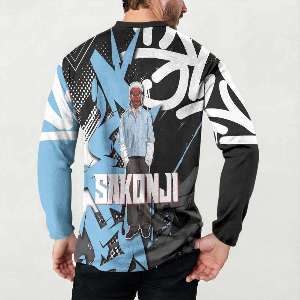 Sakonji Demon Slayer Button Sweatshirt Blue Graffiti Anime Style