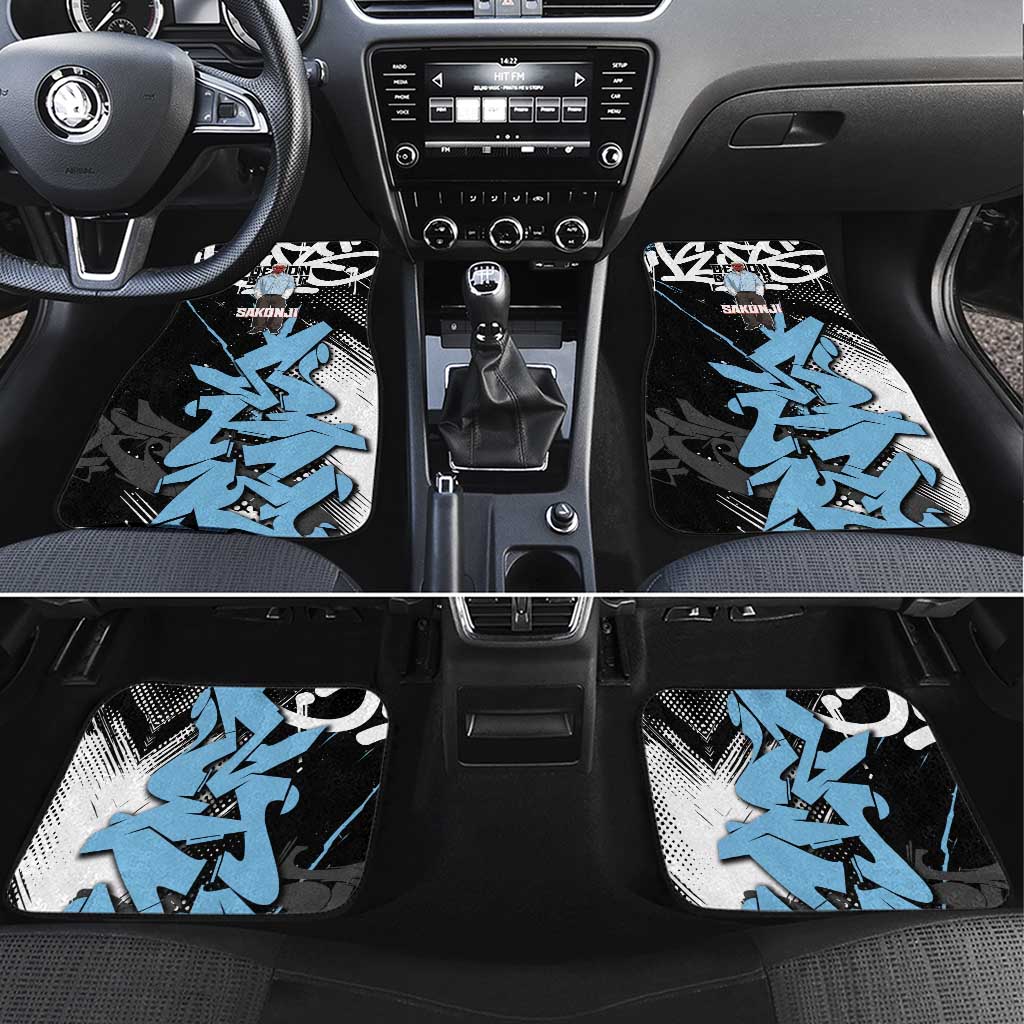 Sakonji Demon Slayer Car Mats Blue Graffiti Anime Style