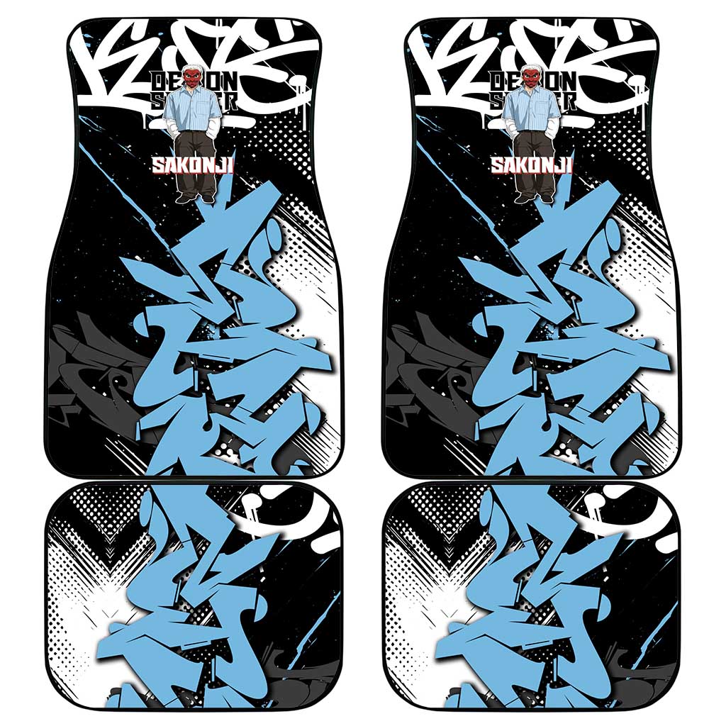 Sakonji Demon Slayer Car Mats Blue Graffiti Anime Style