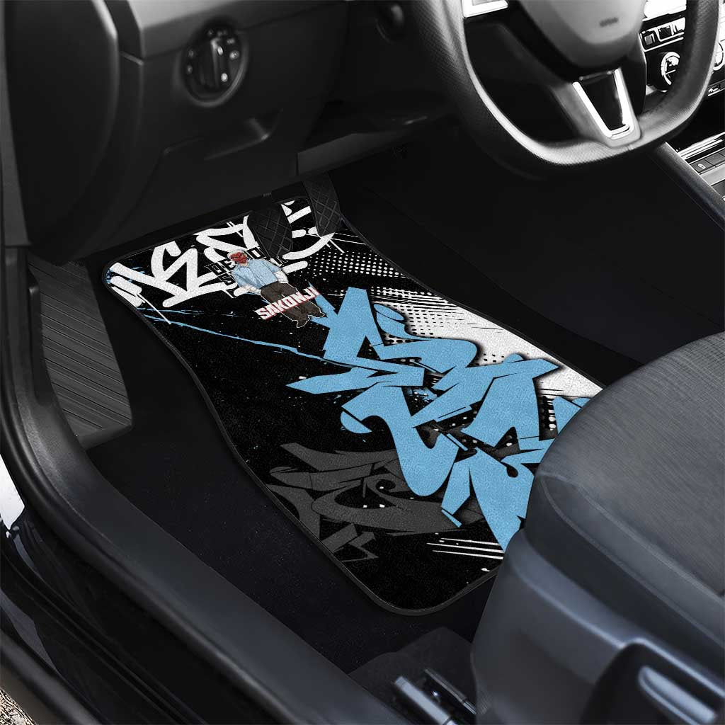 Sakonji Demon Slayer Car Mats Blue Graffiti Anime Style
