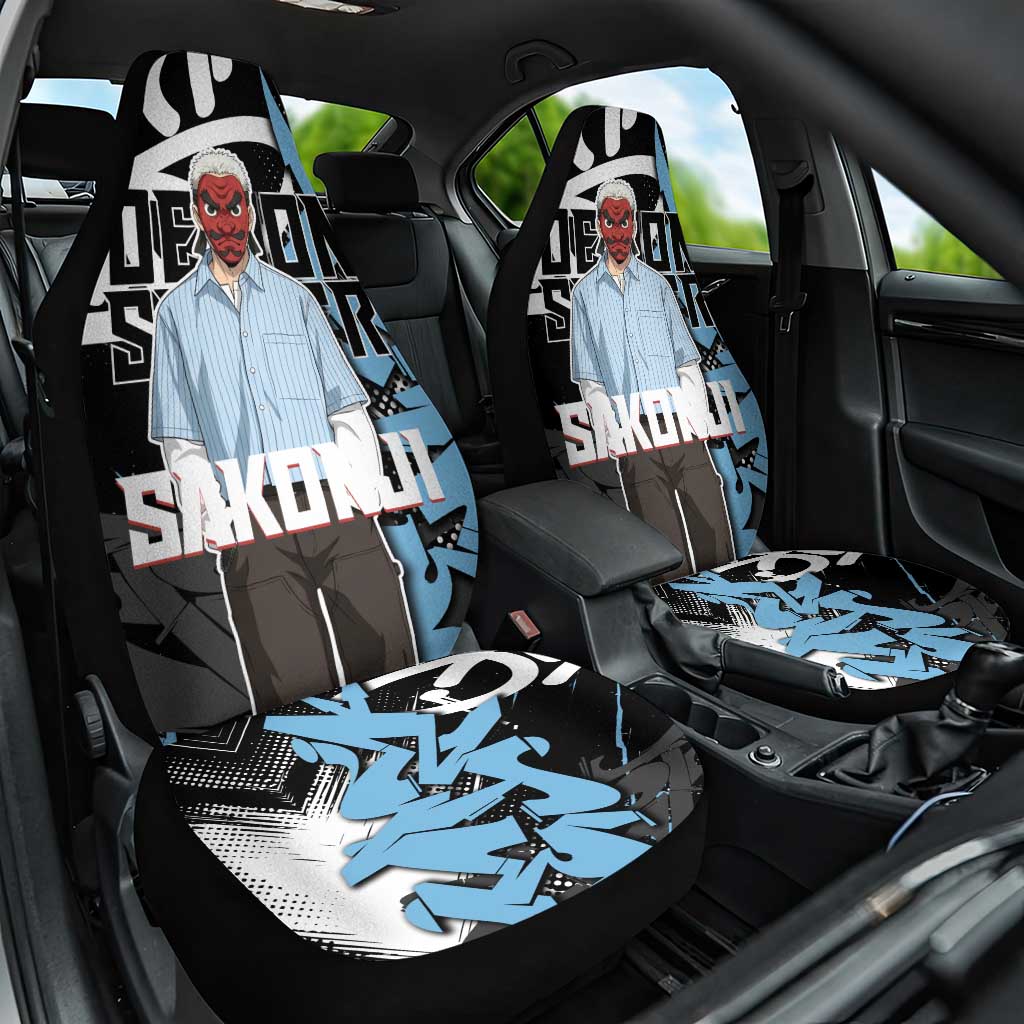 Sakonji Demon Slayer Car Seat Cover Blue Graffiti Anime Style