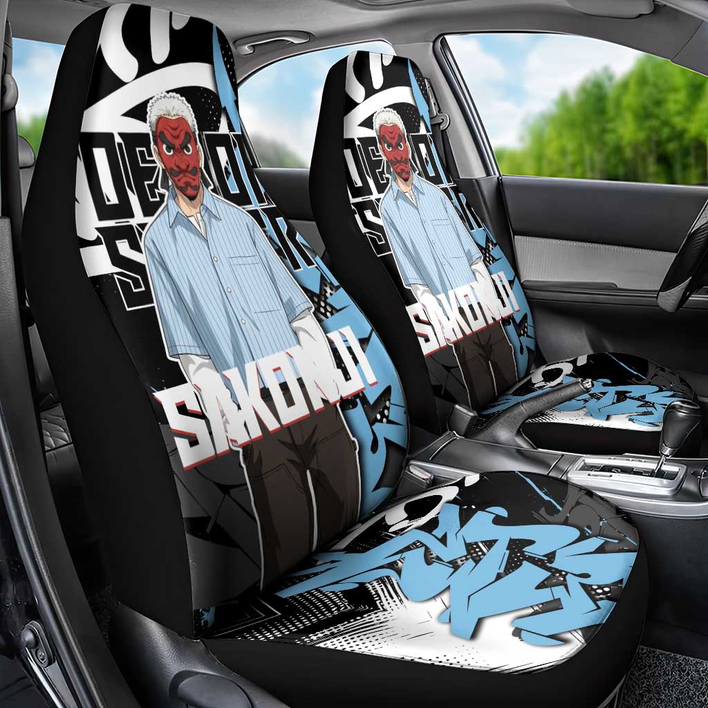 Sakonji Demon Slayer Car Seat Cover Blue Graffiti Anime Style